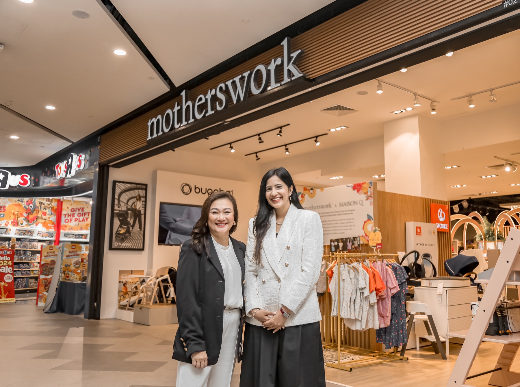 Roshni Mahtani Cheung and Sharon Phoong-Wong at a Motherswork store