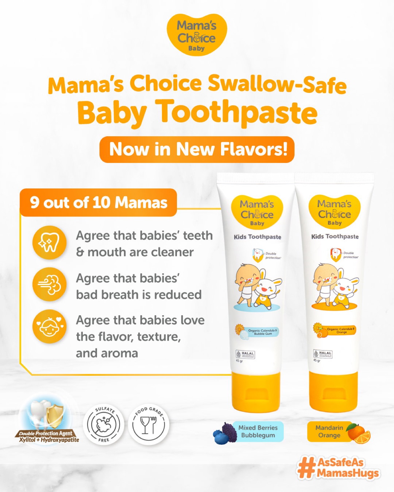 Mama's Choice swallow-safe baby toothpaste in its new flavours